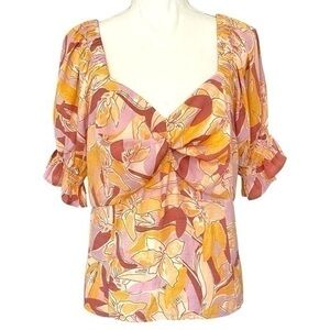 NWT Nine West Floral Top Plus Size Womens OX